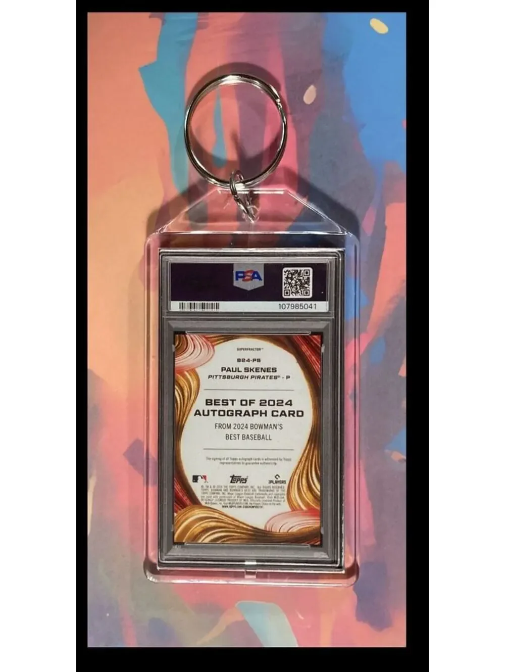 3053 Paul Skenes 2024 Bowman's Best SuperFractor Auto Custom Keychain